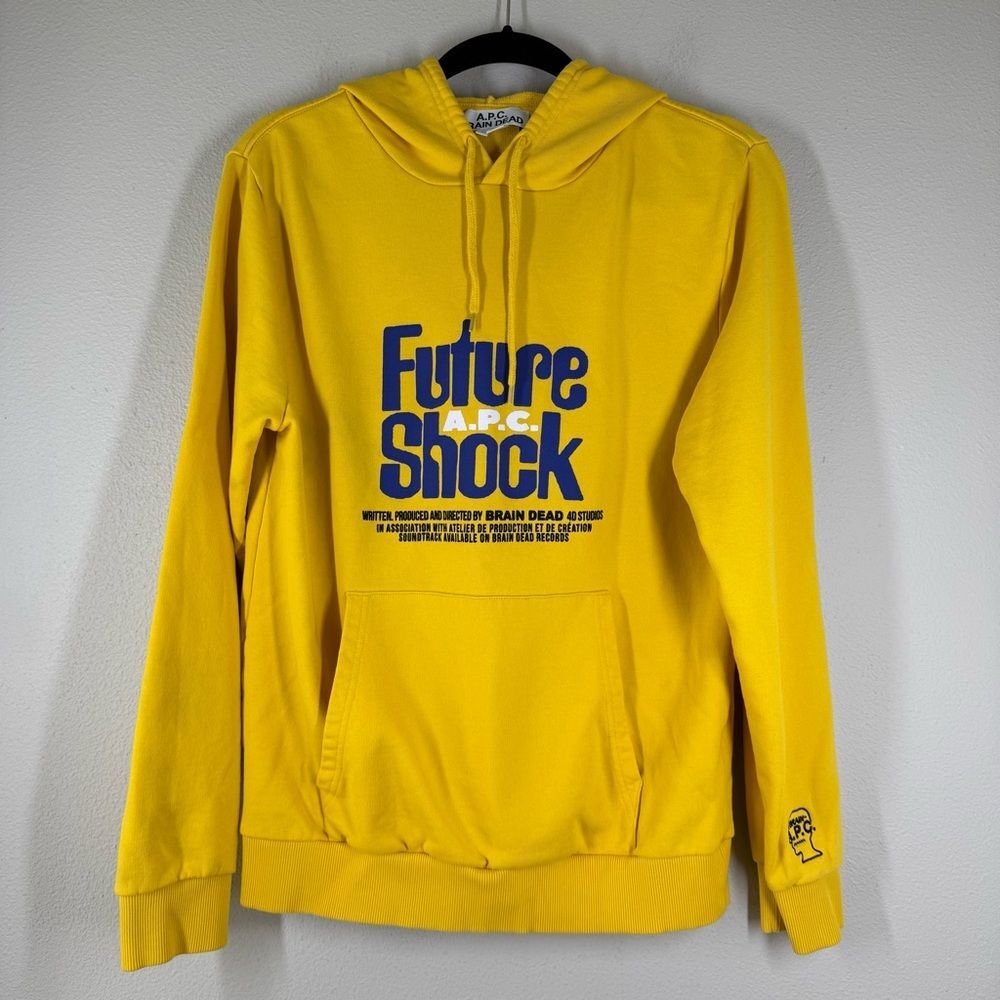 A.P.C. X Brain Dead Future Shock Hoodie Yellow Blue Streetwear Flaw Men’s Small